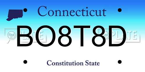 BO8T8D Connecticut License Plate