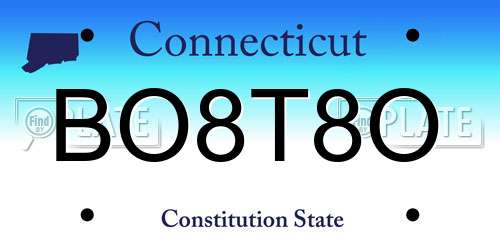 BO8T8O Connecticut License Plate