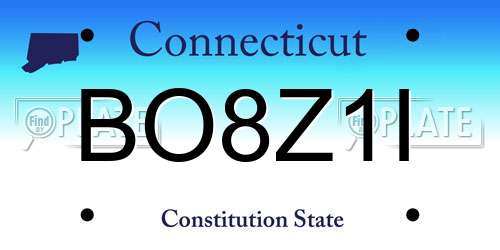 BO8Z1I Connecticut License Plate