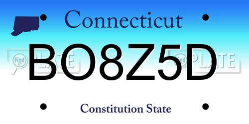 BO8Z5D Connecticut License Plate