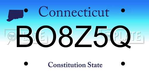 BO8Z5Q Connecticut License Plate