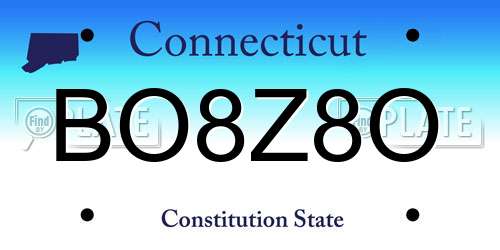 BO8Z8O Connecticut License Plate