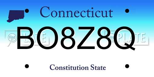 BO8Z8Q Connecticut License Plate