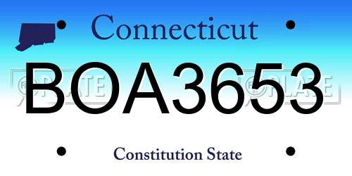 BOA3653 Connecticut License Plate