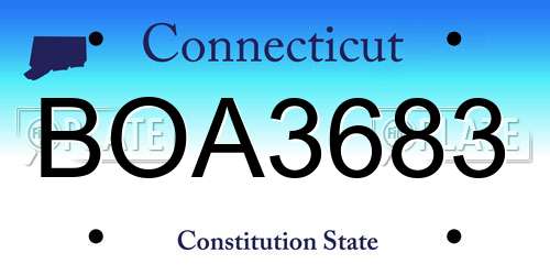 BOA3683 Connecticut License Plate