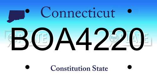 BOA4220 Connecticut License Plate