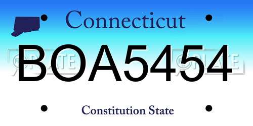 BOA5454 Connecticut License Plate