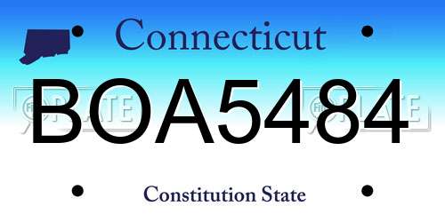 BOA5484 Connecticut License Plate