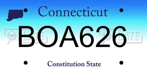 BOA626 Connecticut License Plate