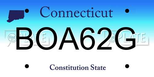 BOA62G Connecticut License Plate