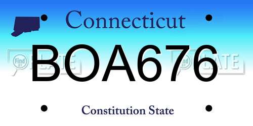 BOA676 Connecticut License Plate