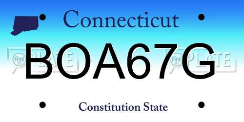 BOA67G Connecticut License Plate