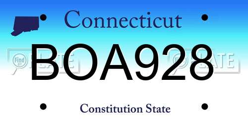 BOA928 Connecticut License Plate