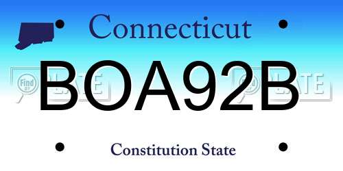 BOA92B Connecticut License Plate