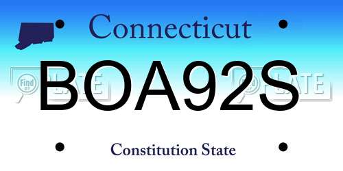 BOA92S Connecticut License Plate