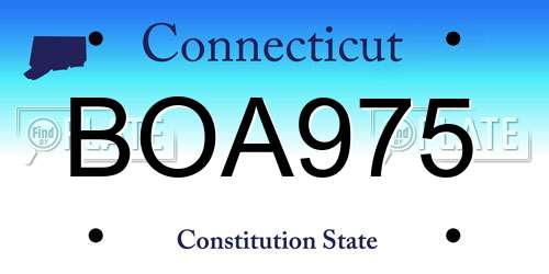 BOA975 Connecticut License Plate