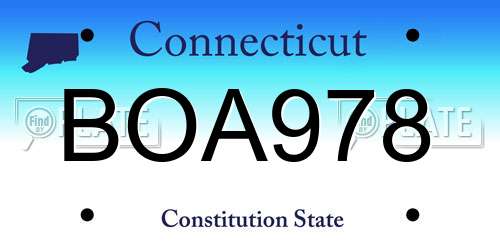 BOA978 Connecticut License Plate
