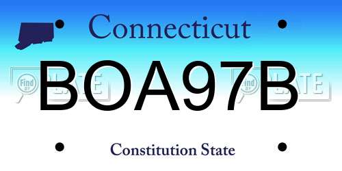 BOA97B Connecticut License Plate