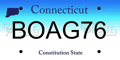 BOAG76 Connecticut License Plate