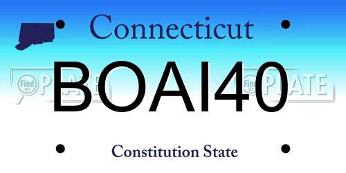 BOAI40 Connecticut License Plate