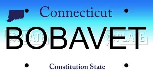 BOBAVET Connecticut License Plate