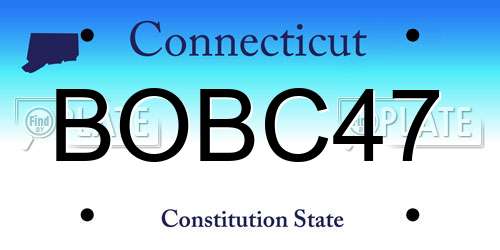 BOBC47 Connecticut License Plate