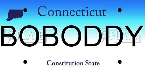 BOBODDY Connecticut License Plate