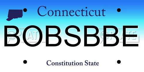 BOBSBBE Connecticut License Plate