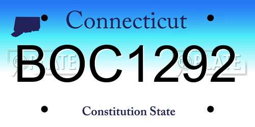 BOC1292 Connecticut License Plate