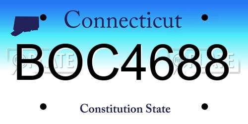 BOC4688 Connecticut License Plate