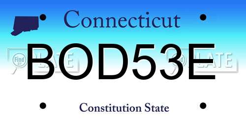 BOD53E Connecticut License Plate