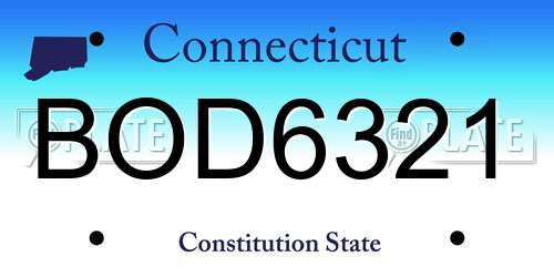 BOD6321 Connecticut License Plate