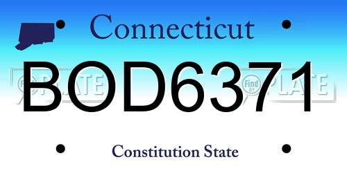 BOD6371 Connecticut License Plate