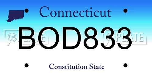 BOD833 Connecticut License Plate
