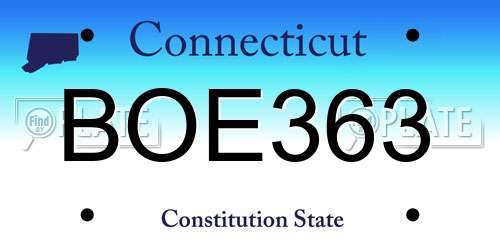 BOE363 Connecticut License Plate