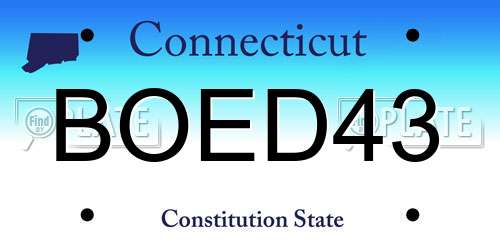 BOED43 Connecticut License Plate