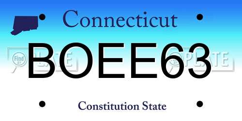 BOEE63 Connecticut License Plate
