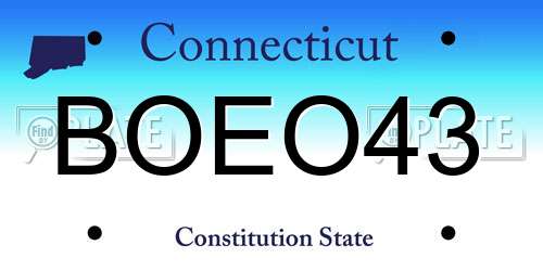 BOEO43 Connecticut License Plate