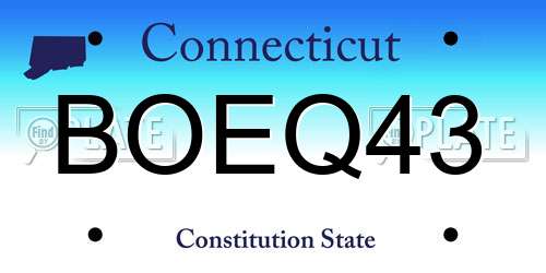 BOEQ43 Connecticut License Plate