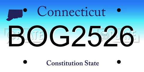 BOG2526 Connecticut License Plate