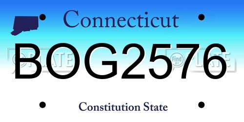 BOG2576 Connecticut License Plate