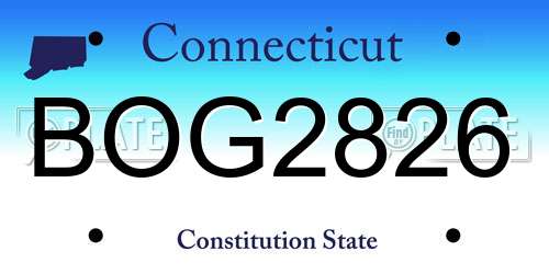 BOG2826 Connecticut License Plate