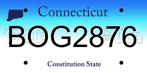 BOG2876 Connecticut License Plate