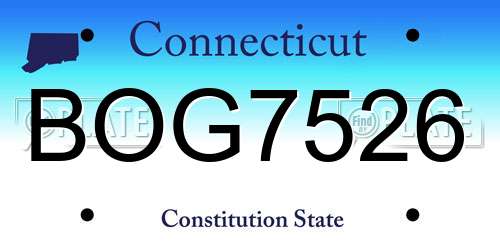 BOG7526 Connecticut License Plate