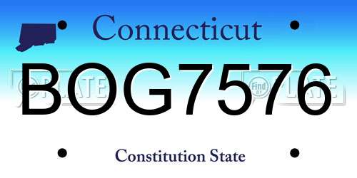 BOG7576 Connecticut License Plate