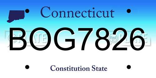 BOG7826 Connecticut License Plate