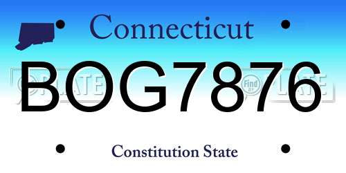 BOG7876 Connecticut License Plate