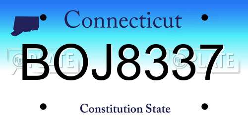 BOJ8337 Connecticut License Plate