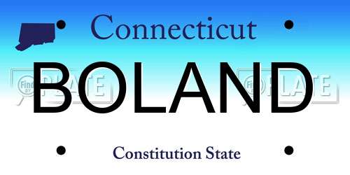 BOLAND Connecticut License Plate