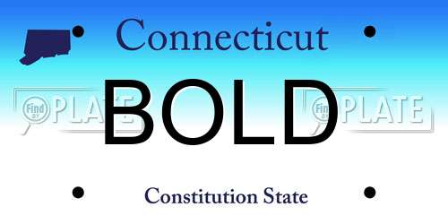 BOLD Connecticut License Plate